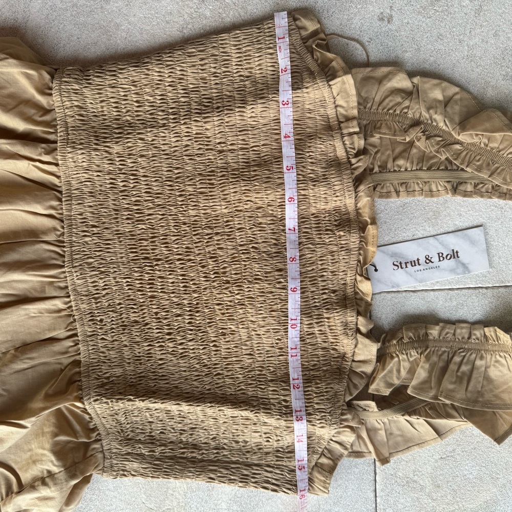 Maxi Dress Color Carmel nude Style trim tiered sleeveless. Brand New - Picture 5 of 11